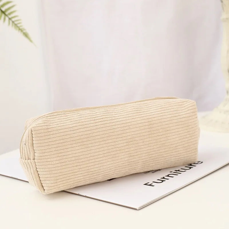 Cute Shark Pencil Case Unisex Korean Style Dirty Corduroy Resistant Storage Bag for Girls School Student Supplies Stationery