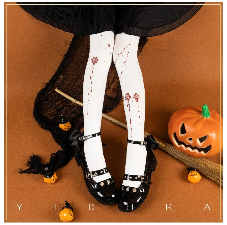 Japanese Gothic Lolita Halloween Party Pantyhose Thigh High Socks Long Compression Socks Ladies Sexy Cotton Stocking Socks
