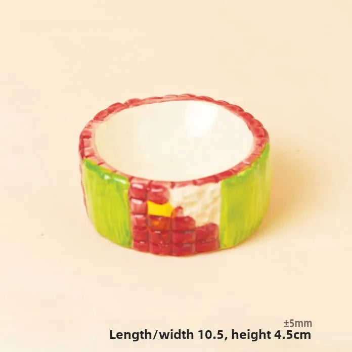 Corn-Shaped Ceramic Hamster Hideout Food Water Bottle Holder for Hamsters Gerbils Small Pets for Summer Cooling Cage Decoration