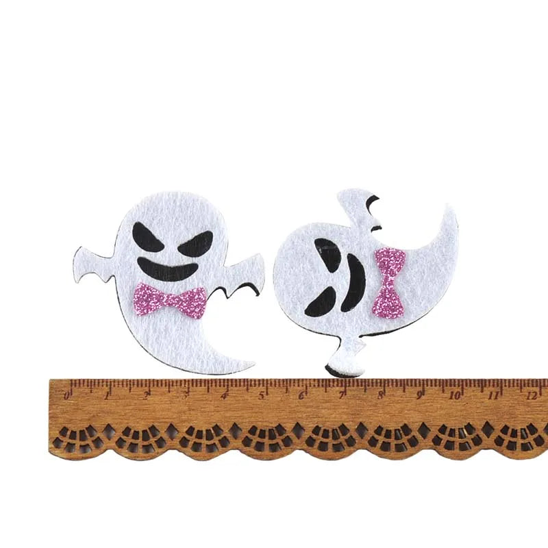 10Pcs 4-9cm Cartoon Ghost/Bat/Spider/Pumpkin Felt Fabric Halloween Patches Appliques For Sewing Supplies Clothes DIY Decor C4133