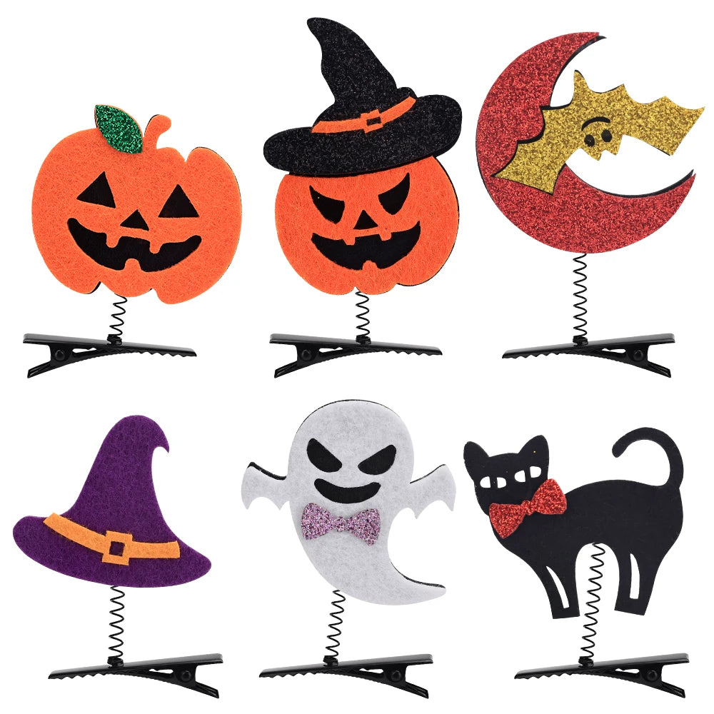 Halloween Girl Hair Clips Set Ghost Witch Hat Pumpkin Barret Accessories For Child Hairclip Cosplay Parties Hair Accessories