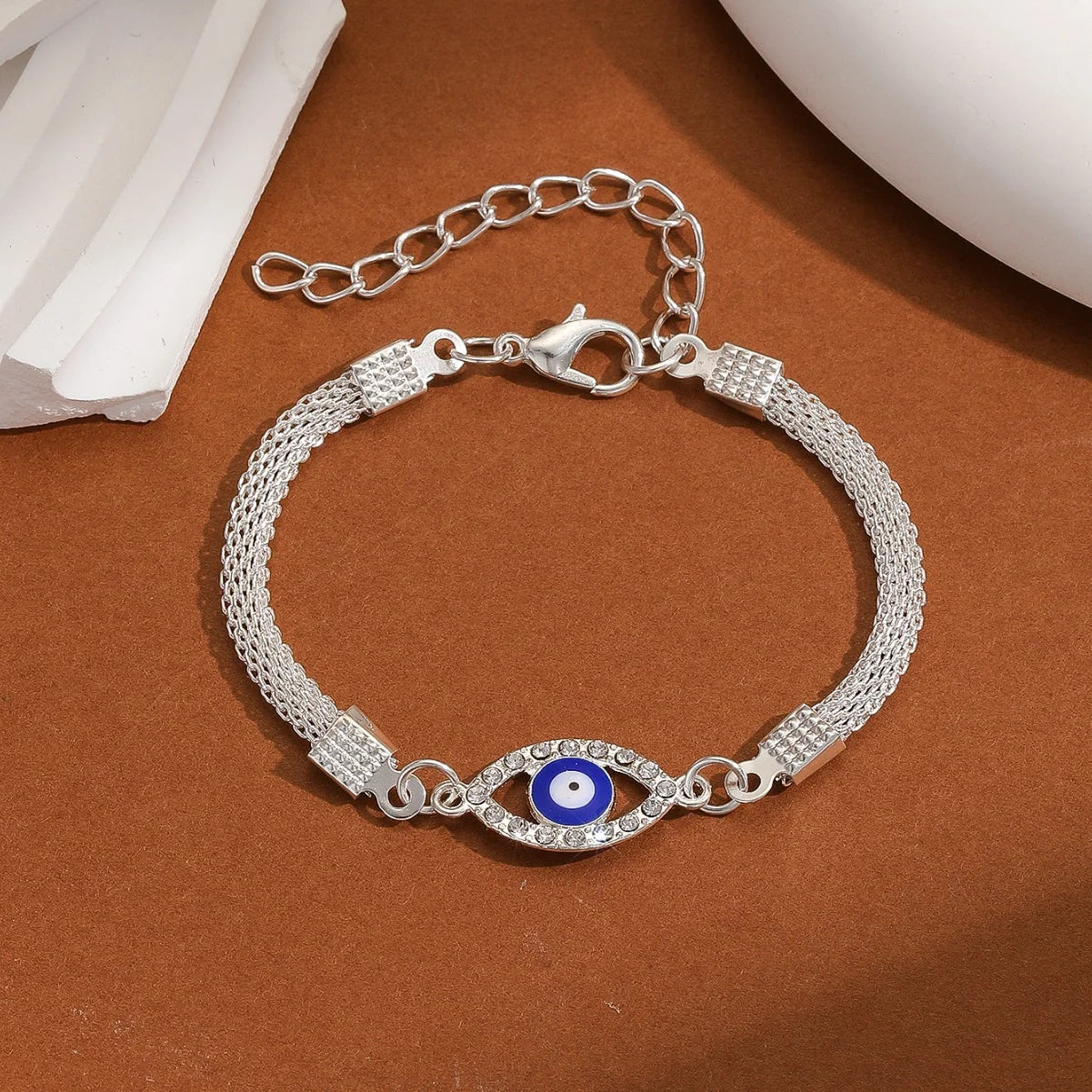 Lucky Silver Plated Blue Eye Evil Eye Bracelet for Women Men Bring Good Luck Bangle Party Adjustable Fashion Jewelry gift