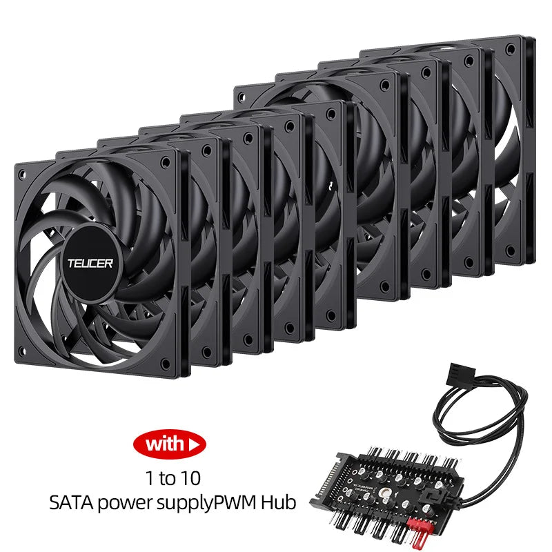 Teucer UT-12015 Ultrathin 15mm Thinckness 12cm Chassis Fan 12V/4Pin PWM FBD Bearing PC Case Cooling Ventilator 1-10pcs with Hub
