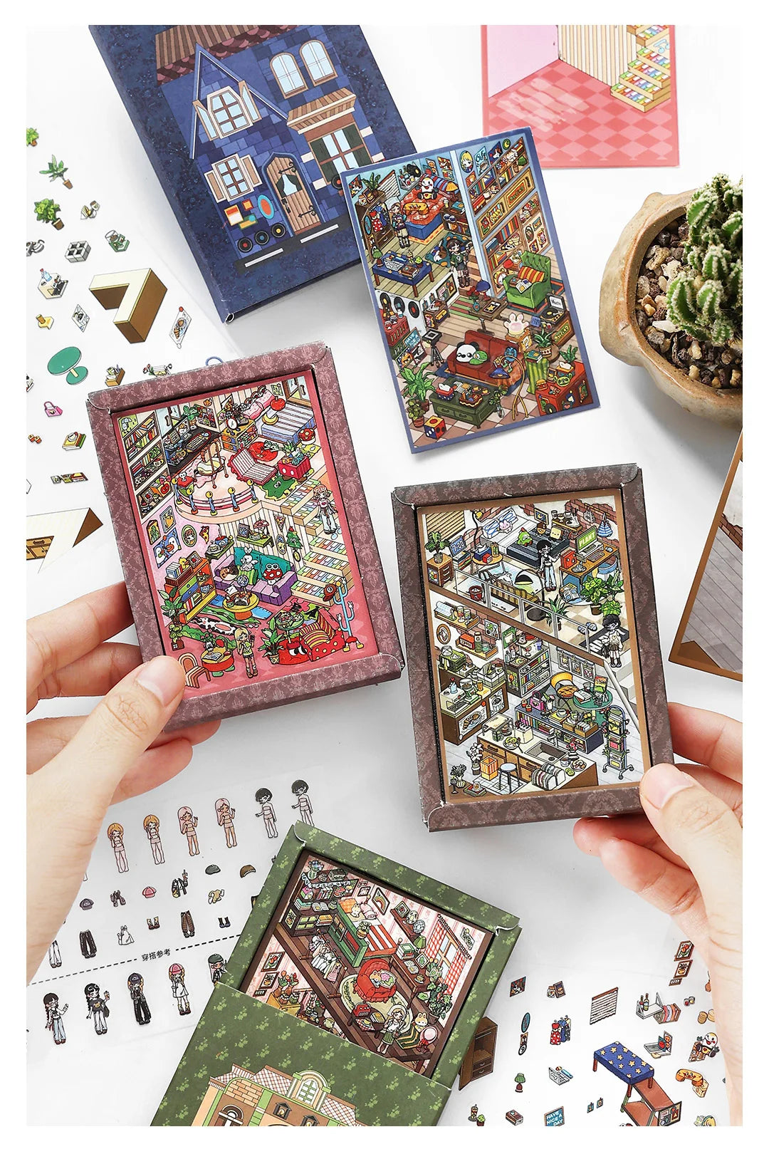 Forest treehouse 3D photo frame Landscape Sticker DIY Pocket Cabin Scene Halloween Children's Toys gifts 