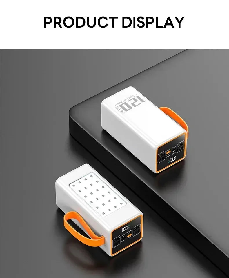 200000mAh Two-way Fast Charging 120W Portable Charger Power Bank Fast Charging External Tito C for xiaomi iPhone W/LED Light