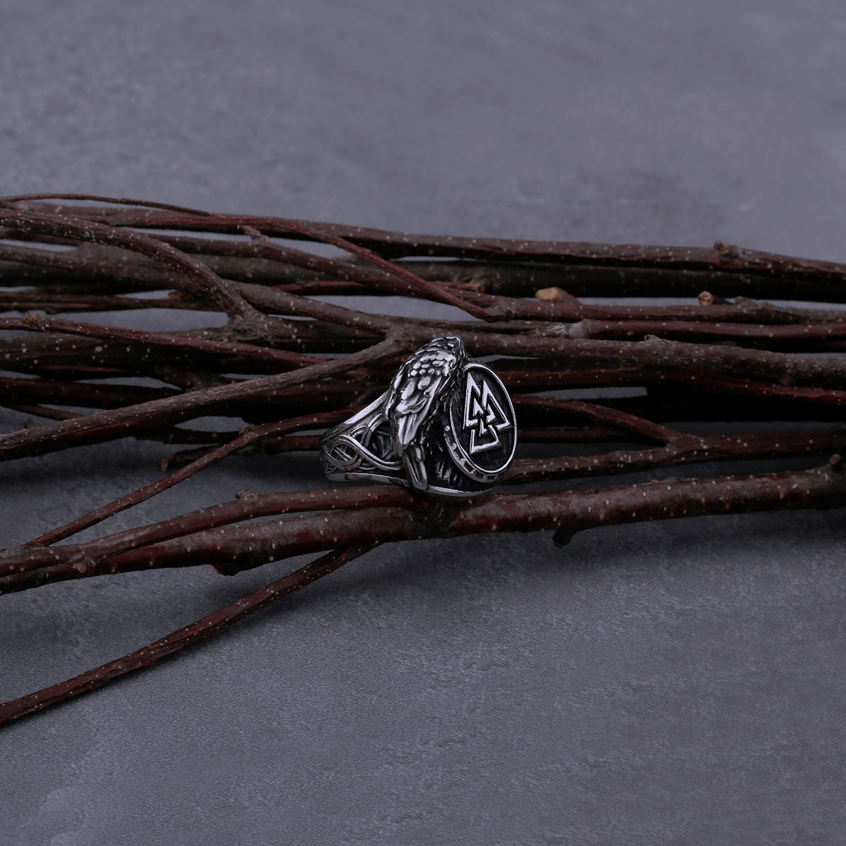 316L Stainless Steel Viking Ring Raven and Norse Rune Men's Valknut Amulet Hip Hop Vintage Biker Ring Jewelry Gift Dropshipping