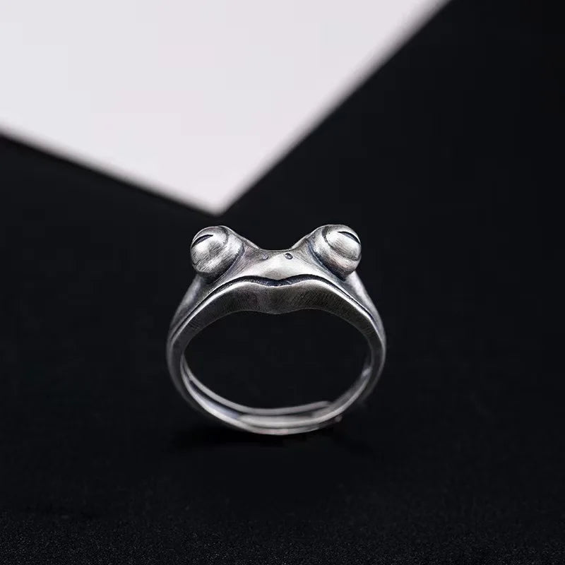 Retro Silver Plated Frog Animal Knuckle Rings for Women Charm Gothic Punk Frog Opening Finger Rings Fashion Jewelry Gift