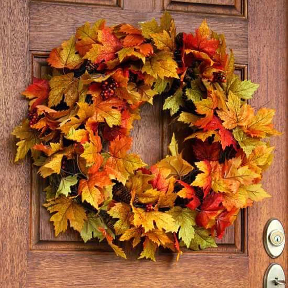 Thanksgiving Decorations Fall Maple Vine Garland Artificial Autumn Fall Foliage Garland Wedding Fireplace Decor Halloween Party