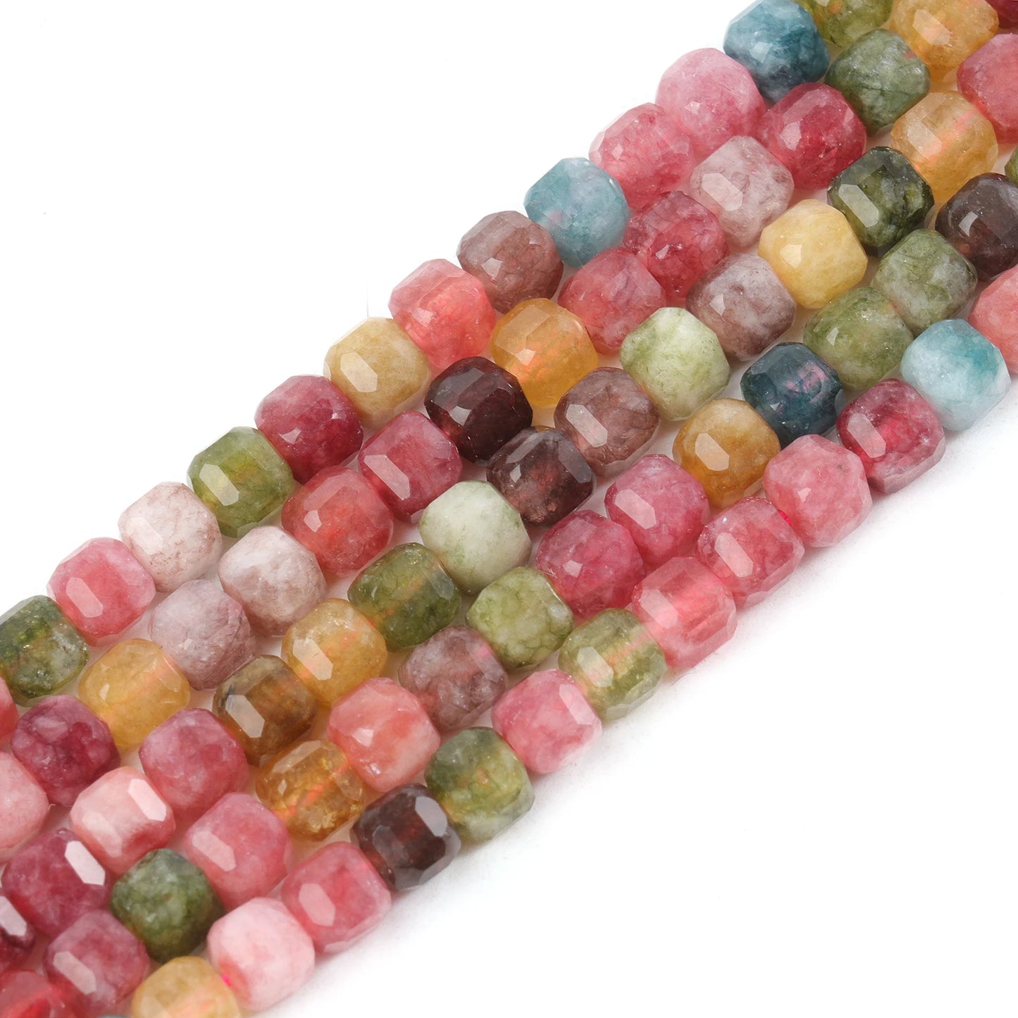 Faceted Natural Tourmaline 5mm Square Cube Shape Beads for Jewelry Making Diy Bracelet Necklace Beading Accessories