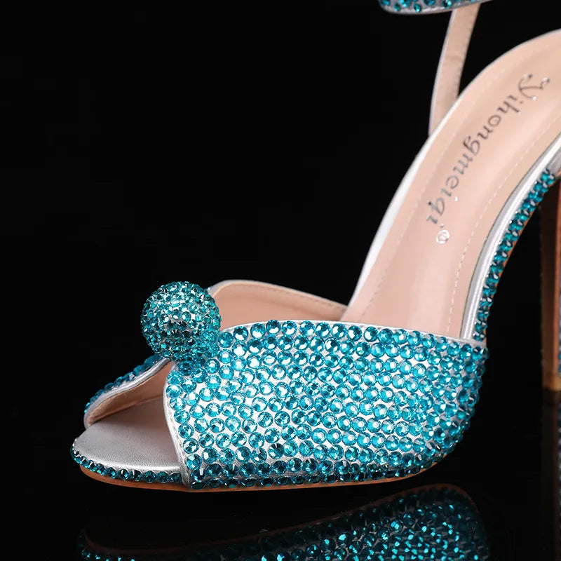 Fashion High Quality Wedding Shoes Women Pearls Studs Luxury Peep Toe White High Heels Buckle Designer Woman Sandal 43 Zapatos