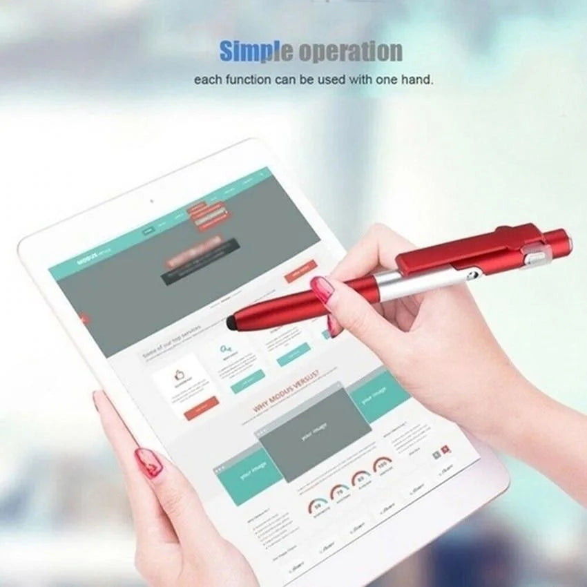 2025 4 In 1 Multifunction Ballpoint Pen With Led Light Folding Phone Holder Touch Screen Stylus Office School Student Stationery