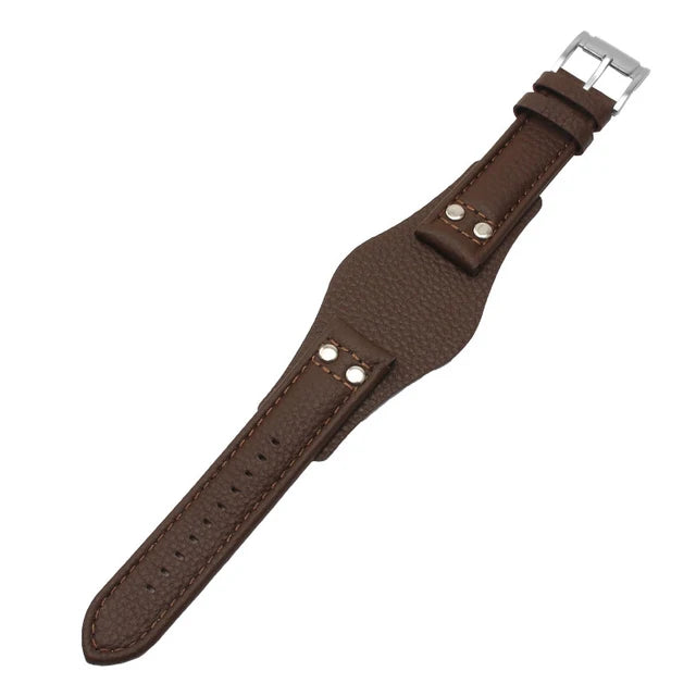 20 22mm Cow Leather Watch Strap for Fossil CH2564 CH2565 CH2891CH3051 Wristband Black Brown Tray Band with Rivet Style bracelet