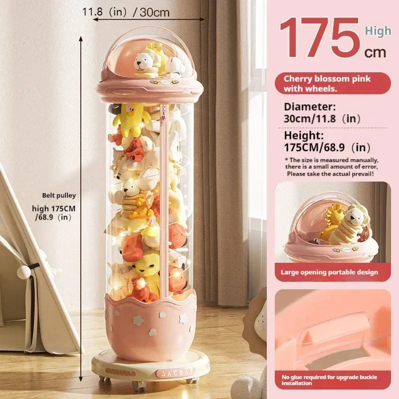 Astronaut Doll Storage Box Children's Plush Toys Storage Boxes Transparent Plastic Stuffed Home Storages Organization Zipper Bin