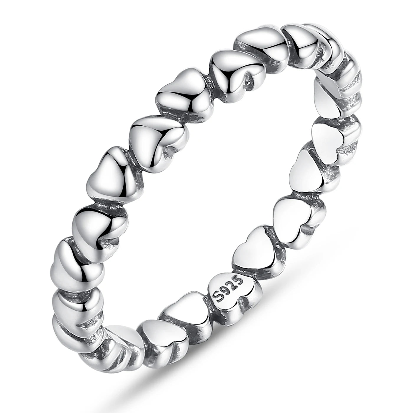 WOSTU European 925 Sterling Silver Simple Rings For Women Wedding Engagement Heart Rings With Zircon Original Female Jewelry