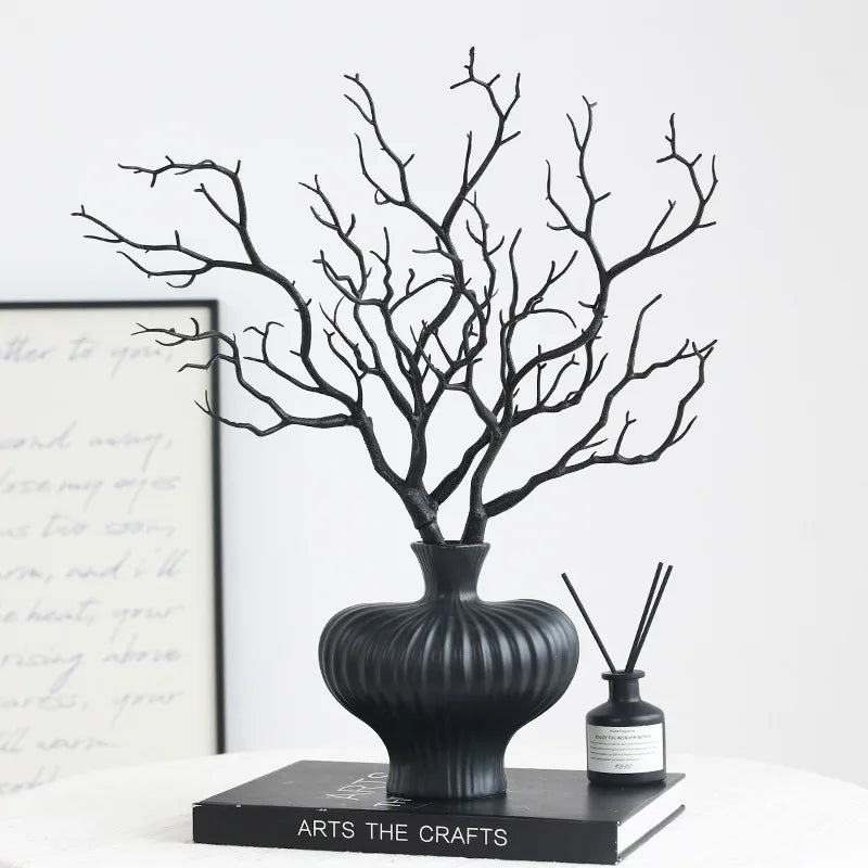 5pcs Black Halloween Artificial Dead Branch Antlers Shape Artificial Plastic Tree Branch Realistic Exquisite