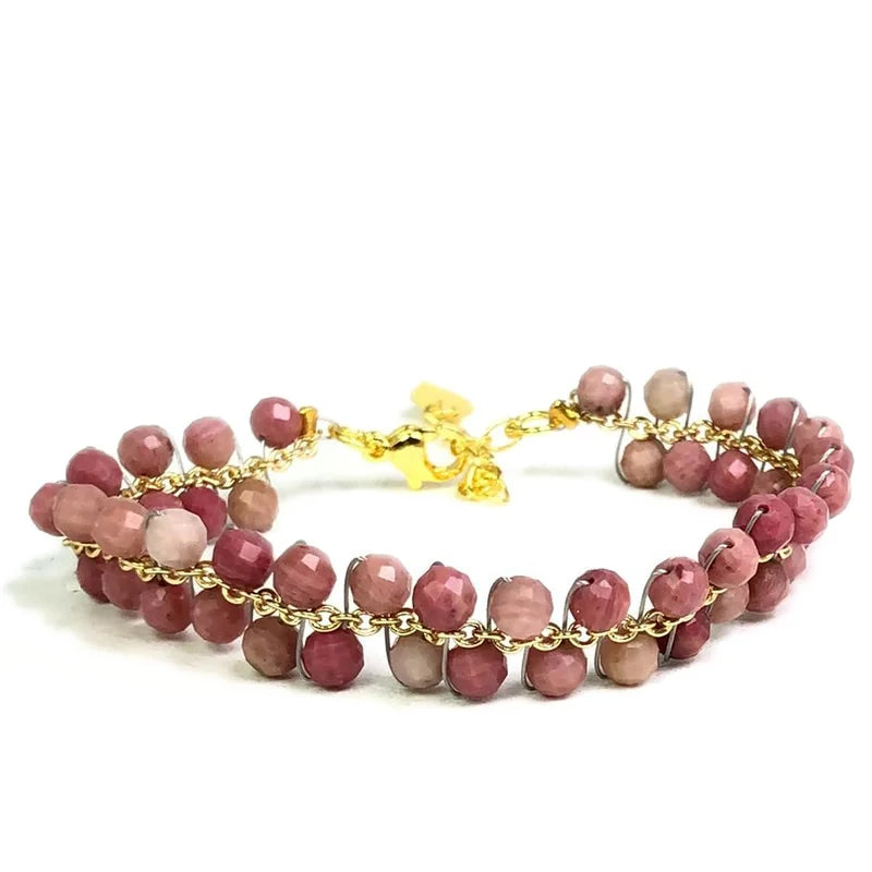 natural multifaceted 3-4mm stone Tourmaline garnet crystal quartz bracelet Women Jewelry Party /Wedding Luxury Gift Set Handwork