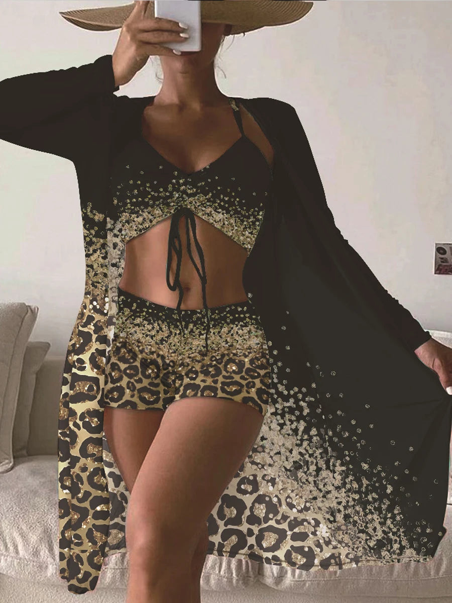 2 Piece Floral Print Bodysuit With Beach Skirt 2023 Women Padded Bikinis Swimwear Female Bathing Swimming Suit Summer Beachwear