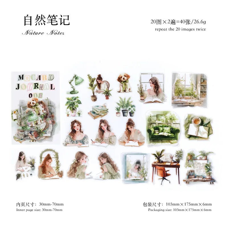 40pcs/lot Kawaii Stationery Stickers The Handbook of Women DIY Junk Journal Paper stickers Planner Decorative Mobile stickers