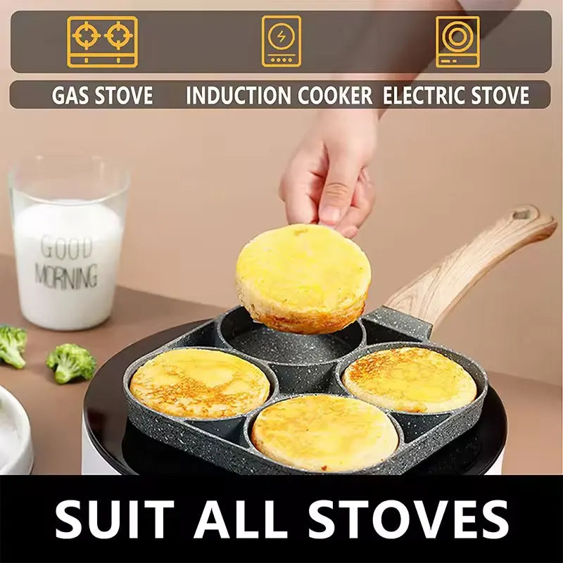 2/4-Hole Egg Frying Pan Non-stick Omelet Pan Egg Pancake Steak Pan Cooking Egg Ham Pans Breakfast Maker Egg Cooker Pan