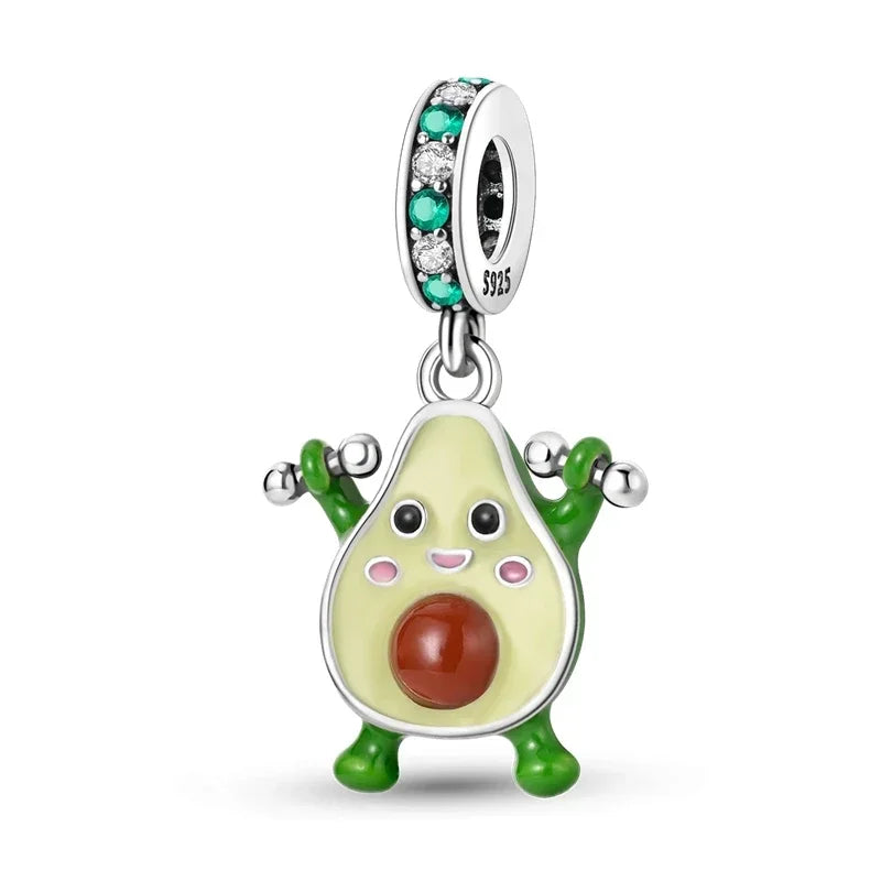 925 Sterling Silver Green Series Flower Tree Apple Pendant DIY Fine Beads Fit 4MM hole diamete Charms Bracelet Women Jewelry Diy