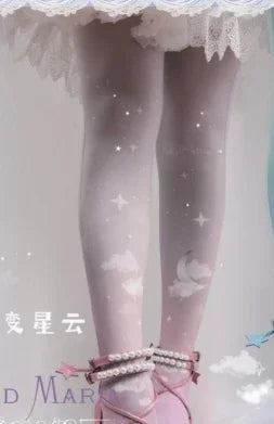 original Lolita Women Stockings Retro Cotton Socks Female Girls Lo Gothic Style Duplex Printing Pantyhose Sweet Tights Leggings