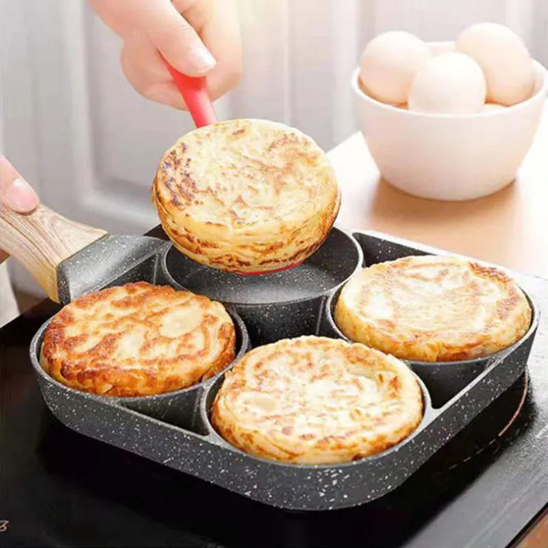 2/4-Hole Egg Frying Pan Non-stick Omelet Pan Egg Pancake Steak Pan Cooking Egg Ham Pans Breakfast Maker Egg Cooker Pan