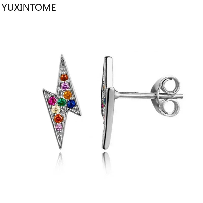 Colorful Crystal Earrings 925 Sterling Silver Ear Needle Stud Earrings for Women Cross Dangle Earrings Party Wedding Jewelry
