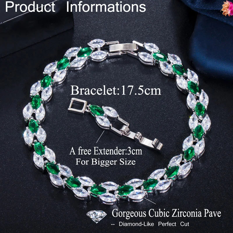 ThreeGraces Fashion Blue Cubic Zirconia Wedding Bridal CZ Link Chain Bracelet for Women 2025 New Chic Party Jewelry BR306