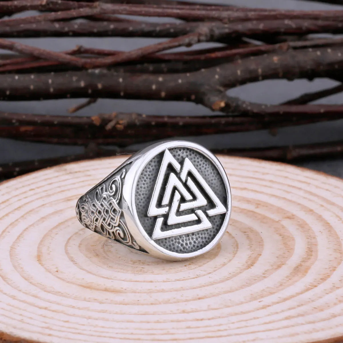 Men's Stainless Steel Vikings Valknut Ring Odin Symbol Amulet Fashion Ring Hip Punk Biker Nordic Vintage Jewelry As Men's Gift