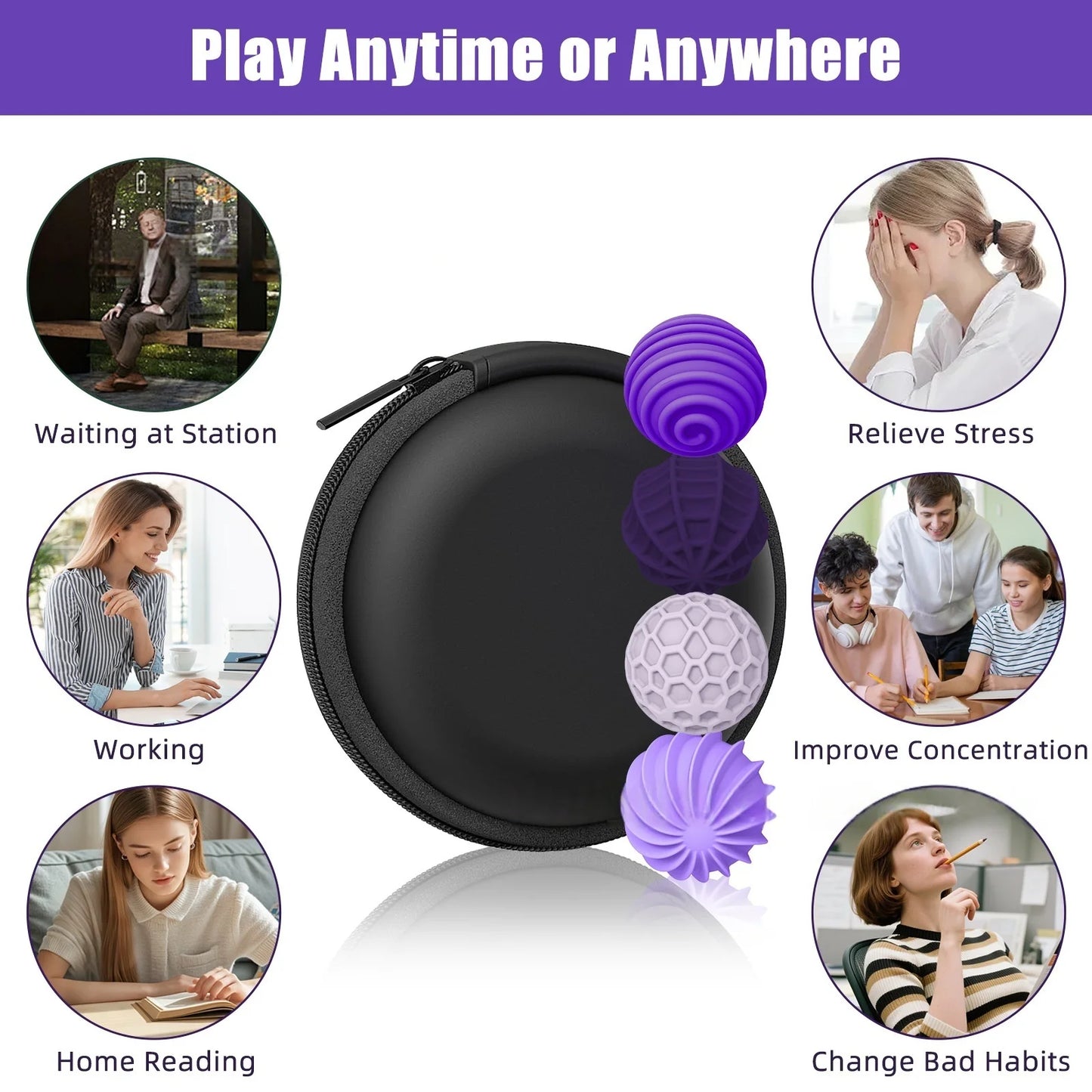 Sensory Magnetic Ball Fidget Decompression Soft Silicone Texture Worry Ball Puzzle Travel Toy Halloween Gift Set