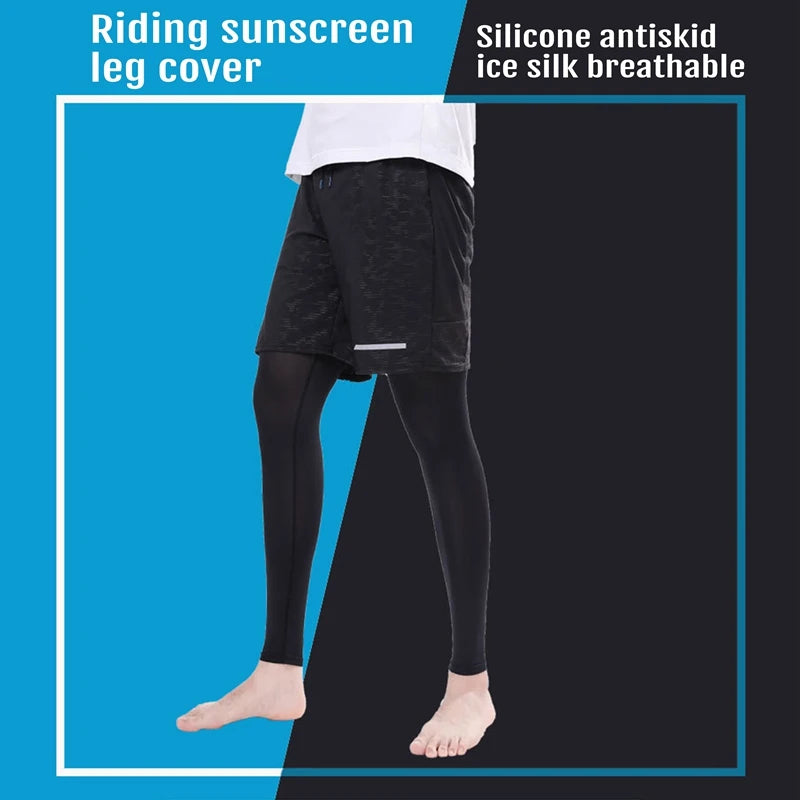Summer Anti-uv Sun Protection Cycling Leg Sleeves Silk Ice Breathable Cover Bike Racing MTB Leg Sleeve For Man Woman
