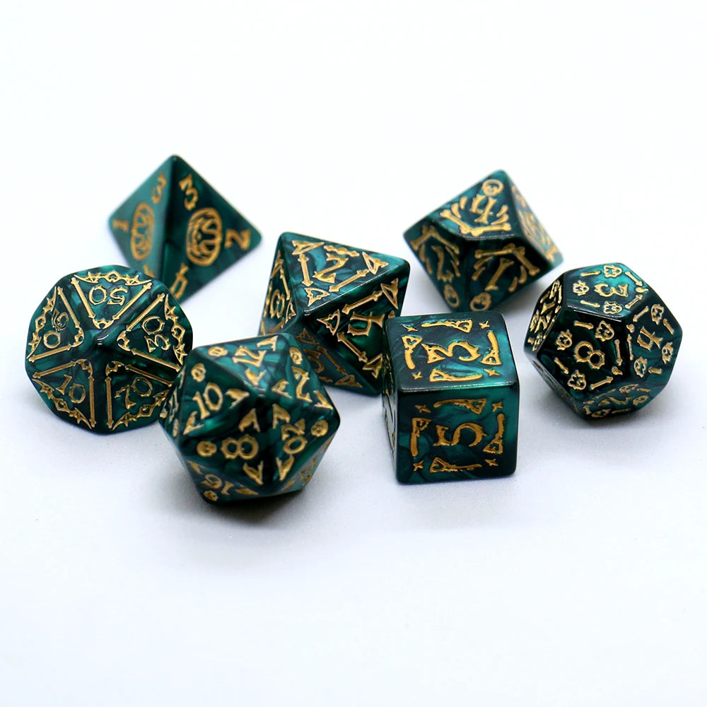 7pcs Set Relief Halloween Pattern Board Game Dice Set, DND Game Dice