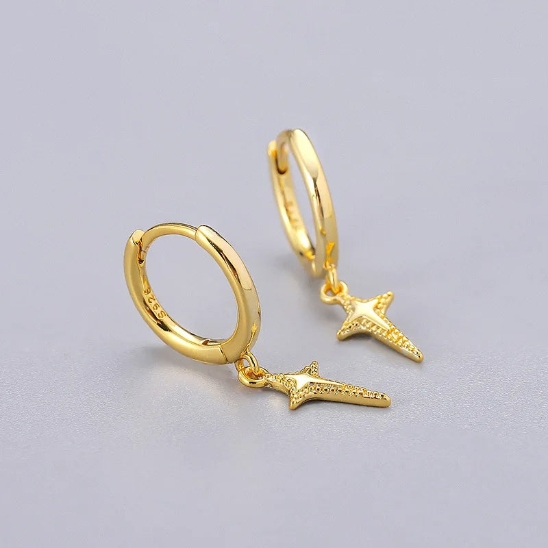 925 Sterling Silver Minimalist Jesus Cross Pendant Earrings Gold/Silver Hoop Earrings Fashion Wedding Party Earrings Jewelry