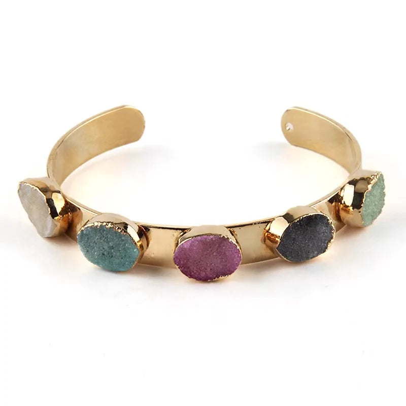 Fashion Beautiful Women Jewelry 5 Color Druzy Charm Bangle For Women Festival Gift