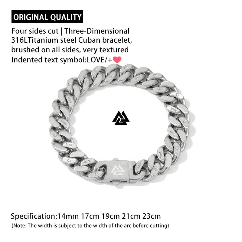 Viking Cast Cuban Thick Chain Mens Bracelet Stainless Steel Fine Polished Chain Four Sides Cut Boyfriend Gift
