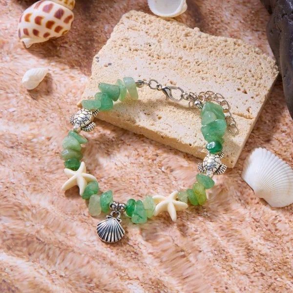 Bohemian Imitation Shell Beads Bracelet For Women Sea Star Turtle Woven Rope Bracelet Handmade Friendship Beach Holiday Jewelry