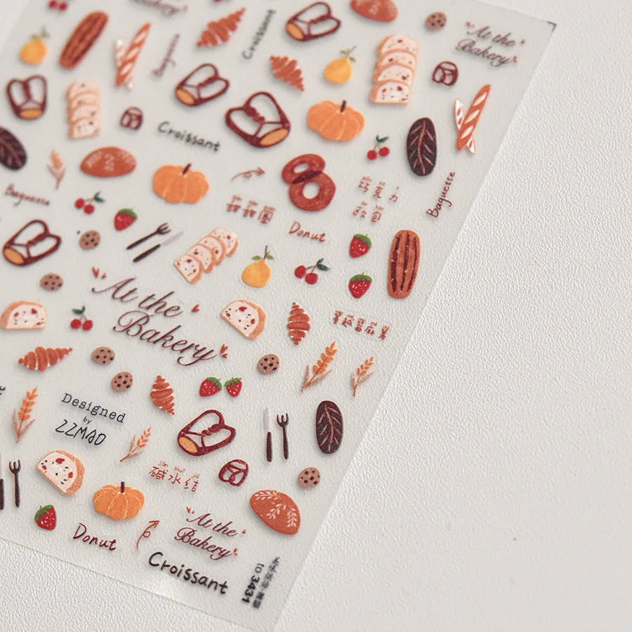 Classic Red Maple Leaves Golden Ginkgo Autumn Harvest 5D Nail Art Sticker Cute Pumpkins Ladybug Mushrooms Adhesive Manicure Deca