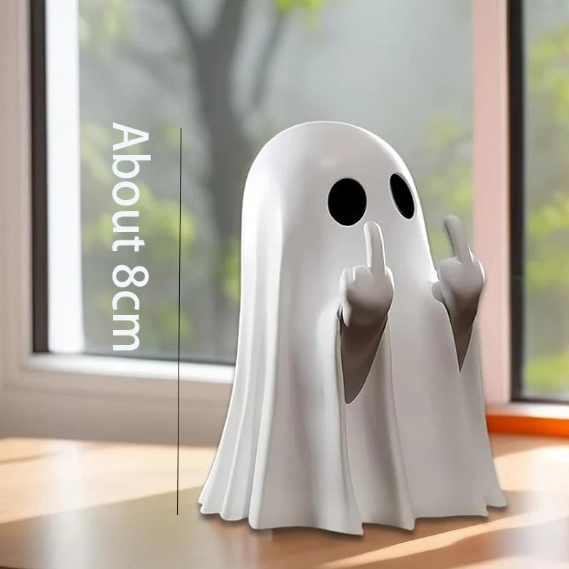 Halloween Ghost Figurine - Spooky vinyl Ghost Statue, Cute Finger Ghost Ornaments, Perfect for Indoor & Porch Halloween Decor