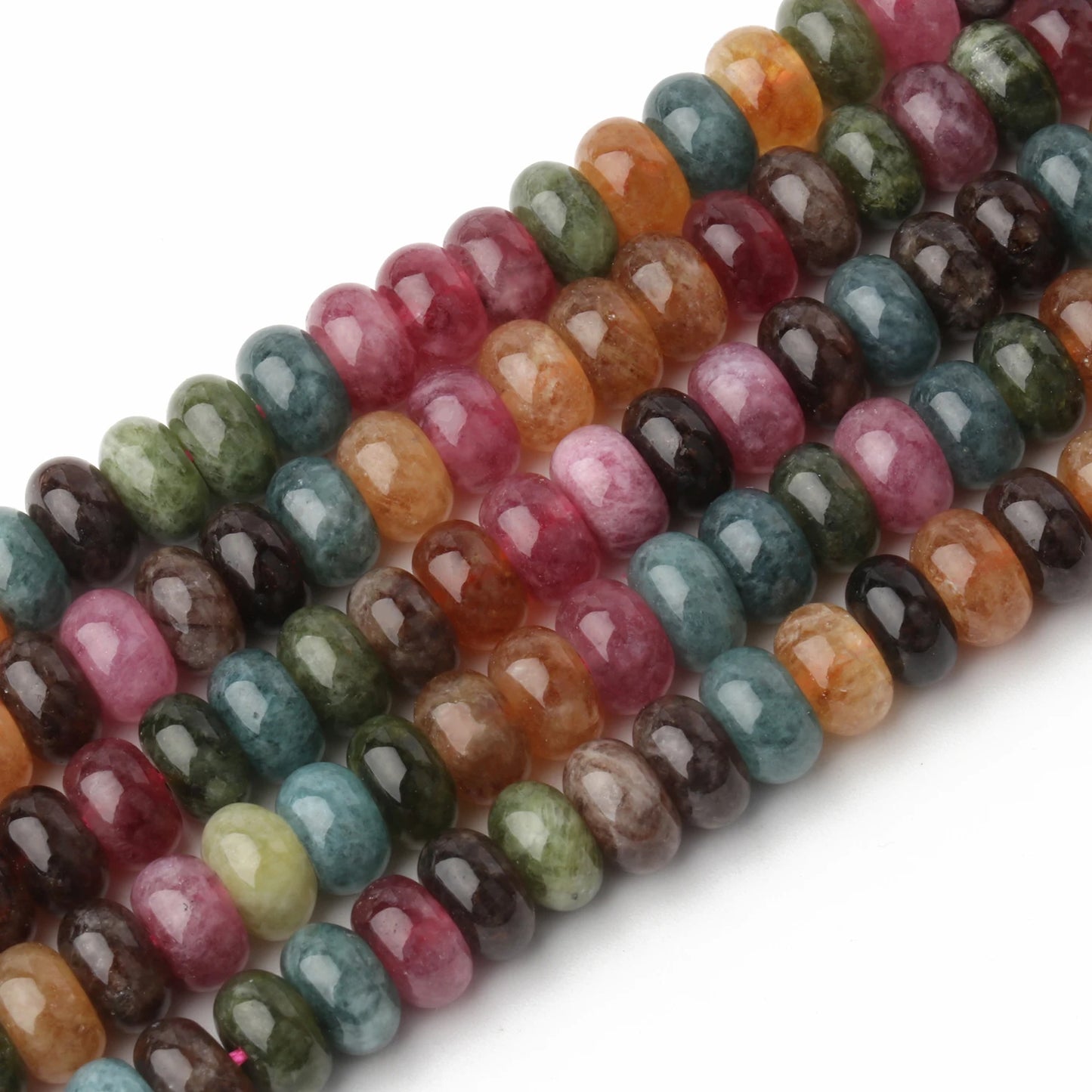 Rondelle Natural Stone Aventurine Tourmaline Jade Beads Flat Round Loose Beads for Jewelry Making DIY Charm Gift Bracelets 8x5mm