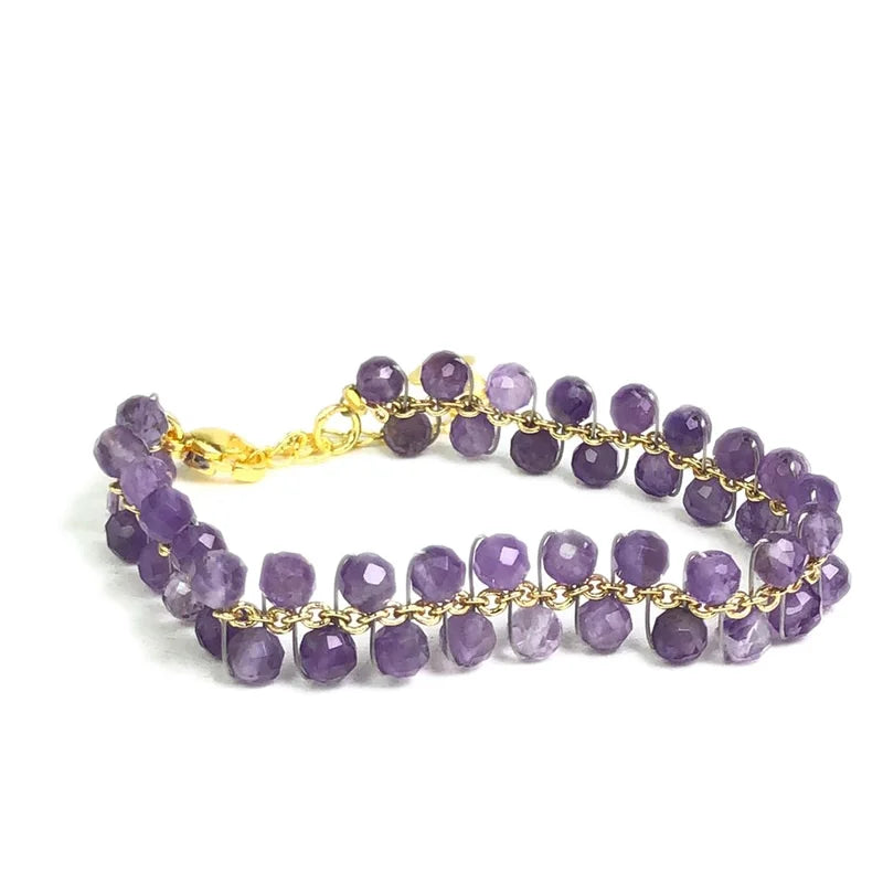 natural multifaceted 3-4mm stone Tourmaline garnet crystal quartz bracelet Women Jewelry Party /Wedding Luxury Gift Set Handwork