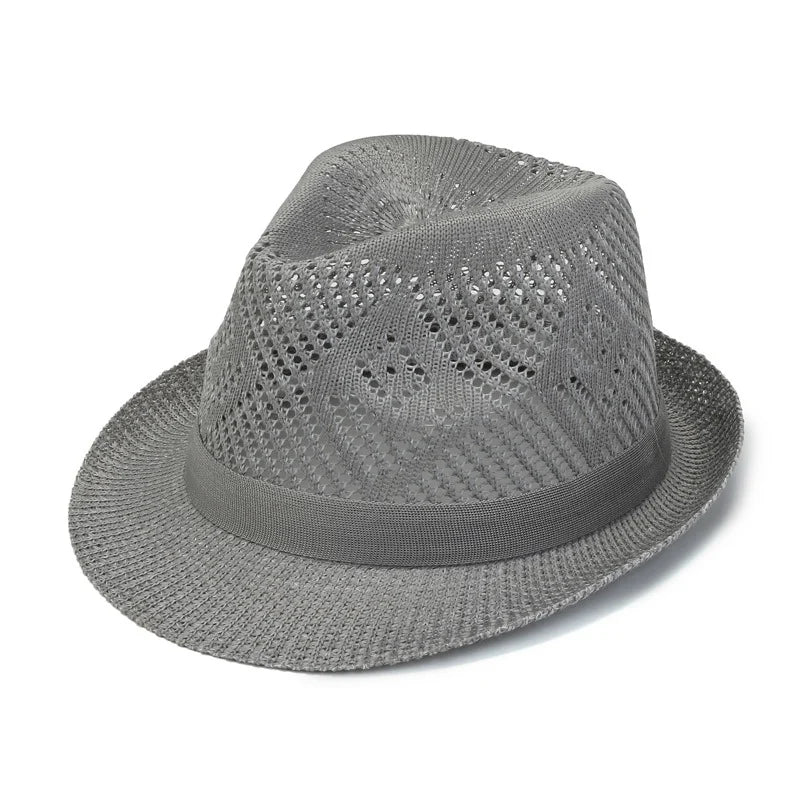 Hollow Out Breathable Shade Solid Color Men Beach Hat Sun Protection Spring Summer Outdoor Jazz Hat Straw Cap