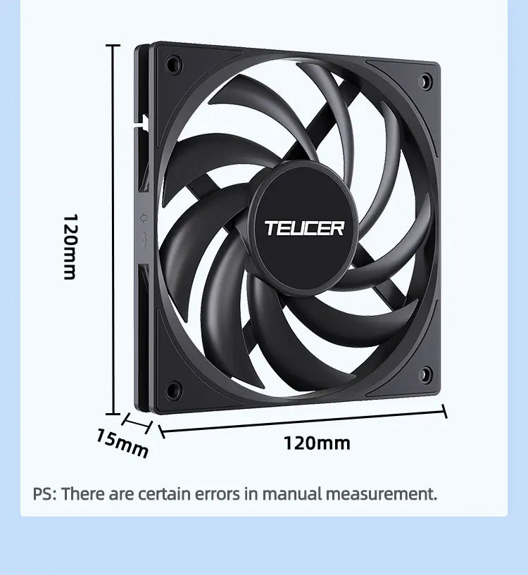 Teucer UT-12015 Ultrathin 15mm Thinckness 12cm Chassis Fan 12V/4Pin PWM FBD Bearing PC Case Cooling Ventilator 1-10pcs with Hub