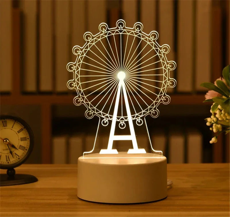 3D Visual Illusion Night Light Visual Creative LED Desk Lamp Changes USB Powered Gift for Kids