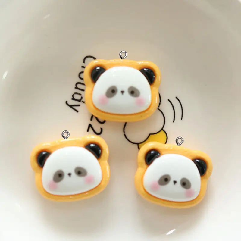 10Pcs Cute Cartoon Animal Cookies Resin Charms DIY Pendant Fun Earrings Necklace Jewelry Decor Kawaii Keychain Phone Craft Hook