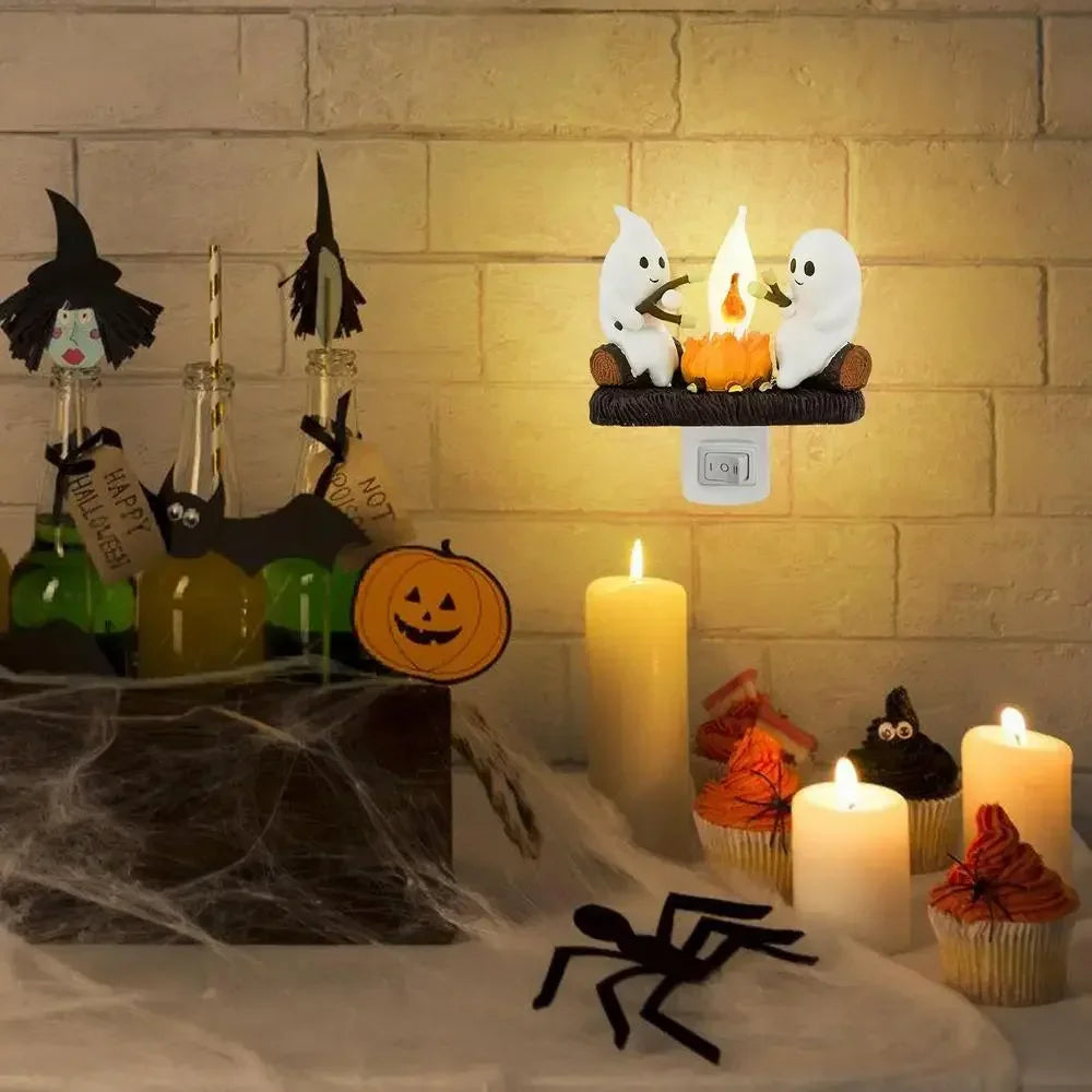 Halloween Decoration 2024 New GHOSTS ROASTING CAMPFIRES MORES Chost Design Lamp Halloween Home Decorations