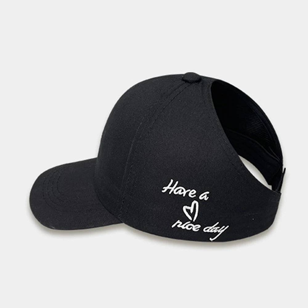 Y2K Sweet Bright Pink Rose Red Women Summer Hat Sun Cap Adjustable High Ponytail Baseball Caps Sun Protection Visor Hat Golf Cap