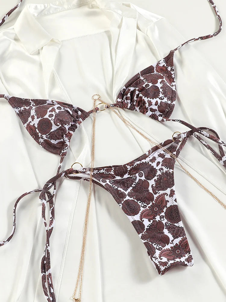 ZRTAK Sexy Bikinis Micro Thongs Bathing Suit Swimsuit Women Rings Biquini Bandage Beachwear Swimwear Two Piece Bikini Sets
