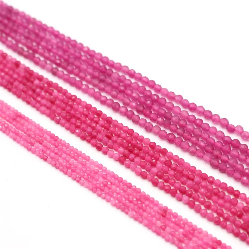 Natural Stone Beaded Faceted Pink Tourmaline Gemstone Isolation Loose Beads for Jewelry Making Diy Necklace Bracelet Accessories