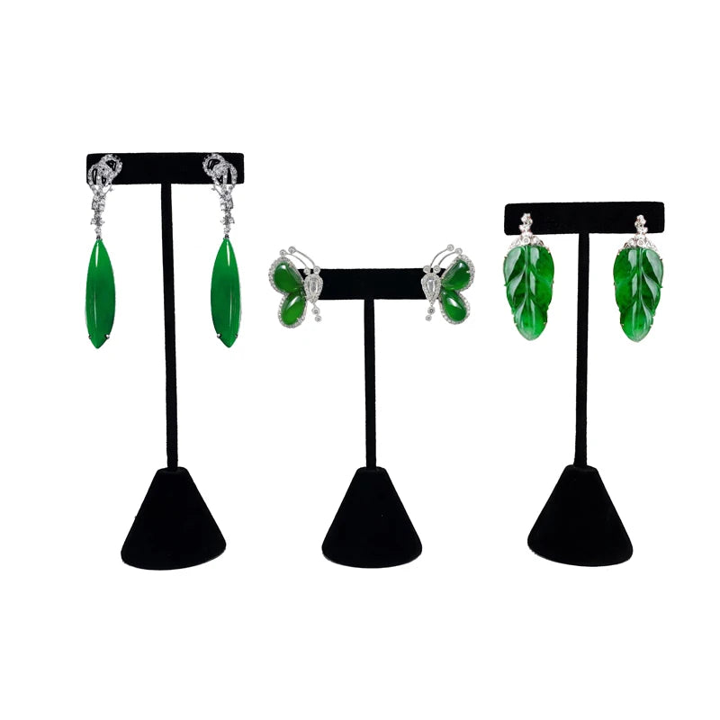 T-shaped Earring Display Stand Velvet PU Leather Jewerly Display Rack Earring Stud Accessories Display Storage Props 3Pcs/lot