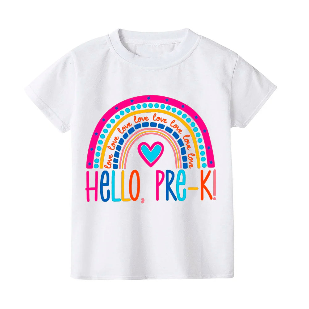 Hello Pre- K Kids Shirt Boys Girls Cute Clothes First Day of School T-shirt Back To School Gift Preschool Shirt Toddler Shirt